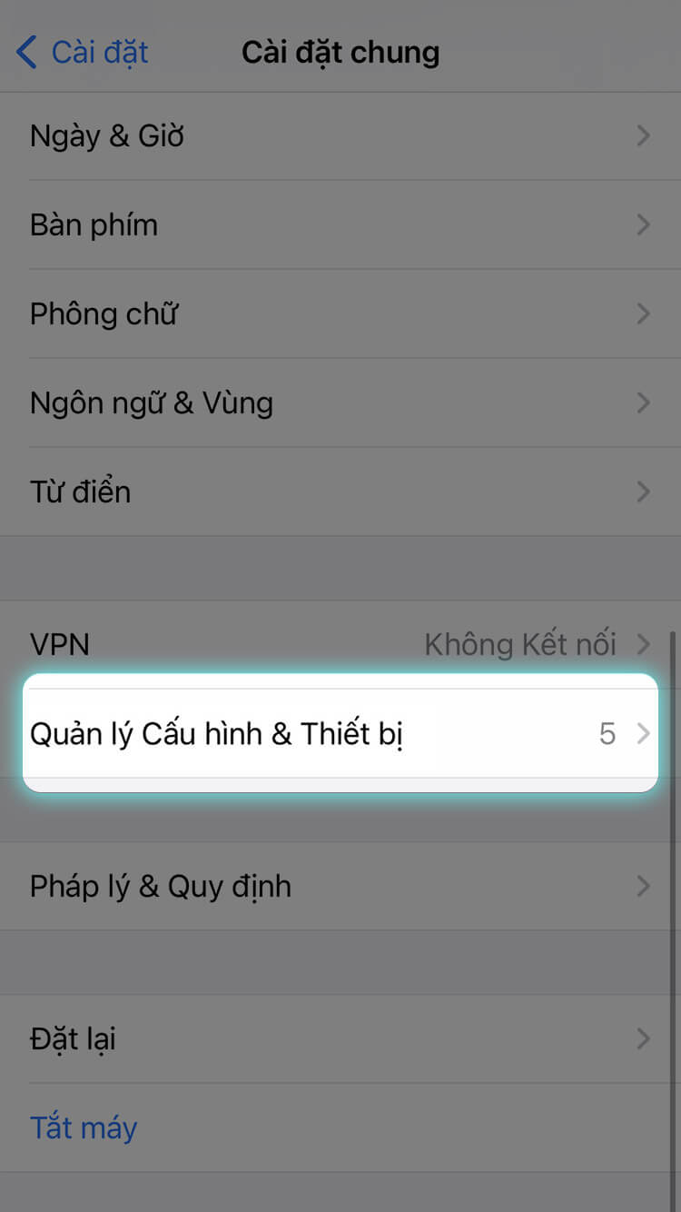 Chọn quản lý cấu hình và thiết bị