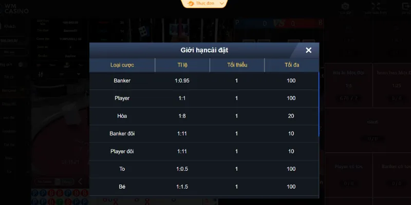 Các thuật ngữ có trong trò chơi Baccarat này là gì?