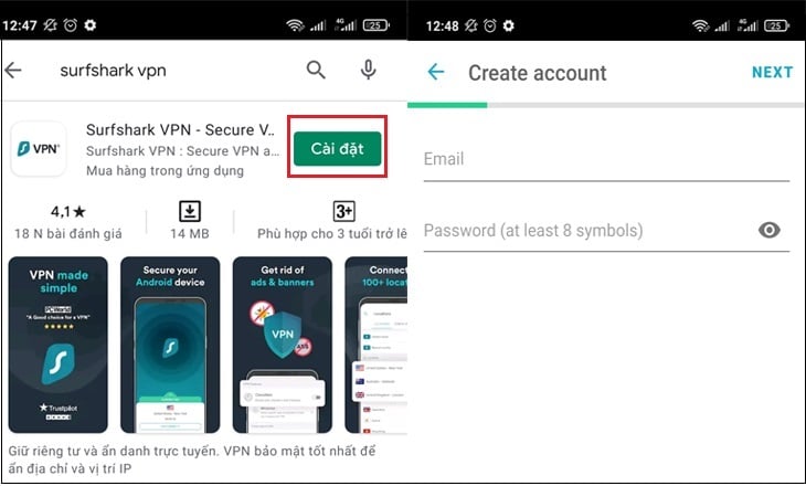 Bước 1: Tải về Surfshark VPN và cài đặt. Tải về Surfshark VPN và cài đặt