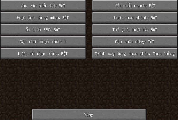 Cài đặt hiệu suất cho máy yếu khi chơi Minecraft